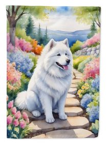Samoyed Spring Path Garden Flag Mailbox Flag Decorative Yard Flag Banner Outside Patio Artwork Yard Flower Beds, Garden Size, Multicolor