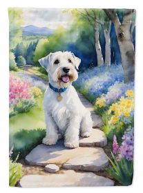 Sealyham Terrier Spring Path Garden Flag Mailbox Flag Decorative Yard Flag Banner Outside Patio Artwork Yard Flower Beds, Garden Size, Multicolor
