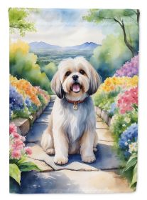 Lhasa Apso Spring Path Garden Flag Mailbox Flag Decorative Yard Flag Banner Outside Patio Artwork Yard Flower Beds, Garden Size, Multicolor