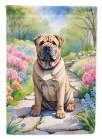 Shar Pei Spring Path Garden Flag Mailbox Flag Decorative Yard Flag Banner Outside Patio Artwork Yard Flower Beds, Garden Size, Multicolor
