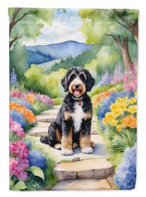 Bernedoodle Spring Path Garden Flag Mailbox Flag Decorative Yard Flag Banner Outside Patio Artwork Yard Flower Beds, Garden Size, Multicolor