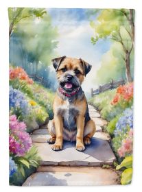 Border Terrier Spring Path Garden Flag Mailbox Flag Decorative Yard Flag Banner Outside Patio Artwork Yard Flower Beds, Garden Size, Multicolor