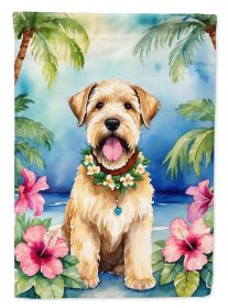 Wheaten Terrier Luau Garden Flag Mailbox Flag Decorative Yard Flag Banner Outside Patio Artwork Yard Flower Beds, Garden Size, Multicolor