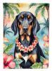 Black and Tan Coonhound Luau Garden Flag Mailbox Flag Decorative Yard Flag Banner Outside Patio Artwork Yard Flower Beds, Garden Size, Multicolor