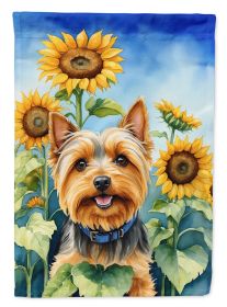 Silky Terrier in Sunflowers Garden Flag Mailbox Flag Decorative Yard Flag Banner Outside Patio Artwork Yard Flower Beds, Garden Size, Multicolor