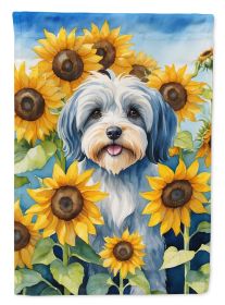 Tibetan Terrier in Sunflowers Garden Flag Mailbox Flag Decorative Yard Flag Banner Outside Patio Artwork Yard Flower Beds, Garden Size, Multicolor