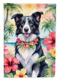 Border Collie Luau Garden Flag Mailbox Flag Decorative Yard Flag Banner Outside Patio Artwork Yard Flower Beds, Garden Size, Multicolor