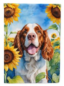 Welsh Springer Spaniel in Sunflowers Garden Flag Mailbox Flag Decorative Yard Flag Banner Outside Patio Artwork Yard Flower Beds, Garden Size