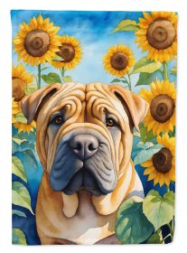 Shar Pei in Sunflowers Garden Flag Mailbox Flag Decorative Yard Flag Banner Outside Patio Artwork Yard Flower Beds, Garden Size, Multicolor