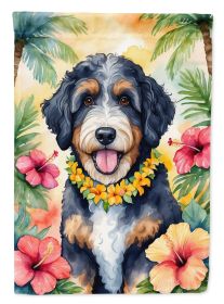 Bernedoodle Luau Garden Flag Mailbox Flag Decorative Yard Flag Banner Outside Patio Artwork Yard Flower Beds, Garden Size, Multicolor