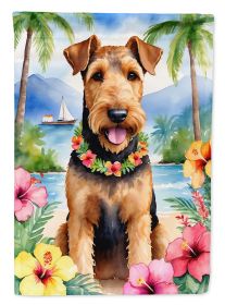 Airedale Terrier Luau Garden Flag Mailbox Flag Decorative Yard Flag Banner Outside Patio Artwork Yard Flower Beds, Garden Size, Multicolor