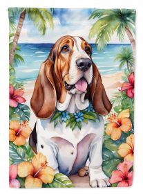 Basset Hound Luau Garden Flag Mailbox Flag Decorative Yard Flag Banner Outside Patio Artwork Yard Flower Beds, Garden Size, Multicolor