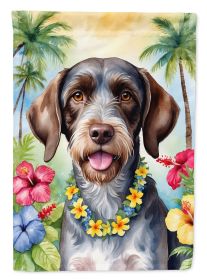 German Wirehaired Pointer Luau Garden Flag Mailbox Flag Decorative Yard Flag Banner Outside Patio Artwork Yard Flower Beds, Garden Size, Multicolor