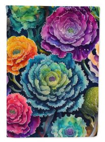 Ornamental Kale in Color House Flag Large Porch Sleeve Pole Decorative Outside Yard Banner Artwork Wall Hanging, Polyester, House Size, Multicolor