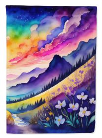 Violets in Color House Flag Large Porch Sleeve Pole Decorative Outside Yard Banner Artwork Wall Hanging, Polyester, House Size, Multicolor