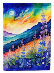 Delphinium in Color House Flag Large Porch Sleeve Pole Decorative Outside Yard Banner Artwork Wall Hanging, Polyester, House Size, Multicolor
