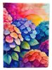 Hydrangeas in Color House Flag Large Porch Sleeve Pole Decorative Outside Yard Banner Artwork Wall Hanging, Polyester, House Size, Multicolor