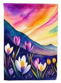 Crocus in Color House Flag Large Porch Sleeve Pole Decorative Outside Yard Banner Artwork Wall Hanging, Polyester, House Size, Multicolor
