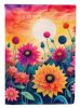 Dahlias in Color House Flag Large Porch Sleeve Pole Decorative Outside Yard Banner Artwork Wall Hanging, Polyester, House Size, Multicolor