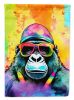 Hippie Animal Gorilla House Flag Large Porch Sleeve Pole Decorative Outside Yard Banner Artwork Wall Hanging, Polyester, House Size, Multicolor