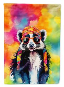 Hippie Animal Skunk House Flag Large Porch Sleeve Pole Decorative Outside Yard Banner Artwork Wall Hanging, Polyester, House Size, Multicolor