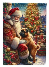 Brussels Griffon and Santa Claus House Flag Large Porch Sleeve Pole Decorative Outside Yard Banner Artwork Wall Hanging, Polyester, House Size
