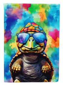 Hippie Animal Tortoise Turtle House Flag Large Porch Sleeve Pole Decorative Outside Yard Banner Artwork Wall Hanging, Polyester, House Size