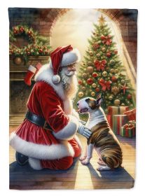 Bull Terrier and Santa Claus House Flag Large Porch Sleeve Pole Decorative Outside Yard Banner Artwork Wall Hanging, Polyester, House Size, Multicolor