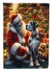 Great Dane and Santa Claus House Flag Large Porch Sleeve Pole Decorative Outside Yard Banner Artwork Wall Hanging, Polyester, House Size, Multicolor