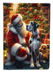 Great Dane and Santa Claus House Flag Large Porch Sleeve Pole Decorative Outside Yard Banner Artwork Wall Hanging, Polyester, House Size, Multicolor