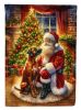 Rhodesian Ridgeback and Santa Claus House Flag Large Porch Sleeve Pole Decorative Outside Yard Banner Artwork Wall Hanging, Polyester, House Size