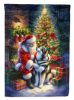 Alaskan Malamute and Santa Claus House Flag Large Porch Sleeve Pole Decorative Outside Yard Banner Artwork Wall Hanging, Polyester, House Size