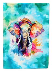 Hippie Animal Elephant House Flag Large Porch Sleeve Pole Decorative Outside Yard Banner Artwork Wall Hanging, Polyester, House Size, Multicolor