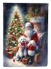 Bichon Frise and Santa Claus House Flag Large Porch Sleeve Pole Decorative Outside Yard Banner Artwork Wall Hanging, Polyester, House Size, Multicolor