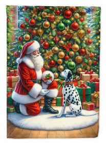 Dalmatian and Santa Claus House Flag Large Porch Sleeve Pole Decorative Outside Yard Banner Artwork Wall Hanging, Polyester, House Size, Multicolor