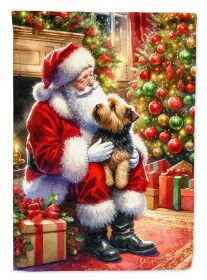 Norfolk Terrier and Santa Claus House Flag Large Porch Sleeve Pole Decorative Outside Yard Banner Artwork Wall Hanging, Polyester, House Size
