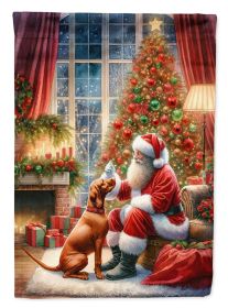 Vizsla and Santa Claus House Flag Large Porch Sleeve Pole Decorative Outside Yard Banner Artwork Wall Hanging, Polyester, House Size, Multicolor