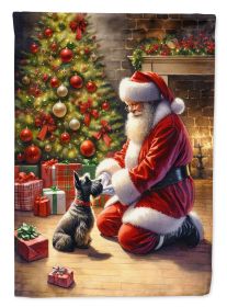 Scottish Terrier and Santa Claus House Flag Large Porch Sleeve Pole Decorative Outside Yard Banner Artwork Wall Hanging, Polyester, House Size