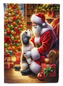 Havanese and Santa Claus House Flag Large Porch Sleeve Pole Decorative Outside Yard Banner Artwork Wall Hanging, Polyester, House Size, Multicolor