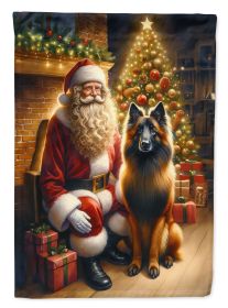 Belgian Tervuren and Santa Claus House Flag Large Porch Sleeve Pole Decorative Outside Yard Banner Artwork Wall Hanging, Polyester, House Size