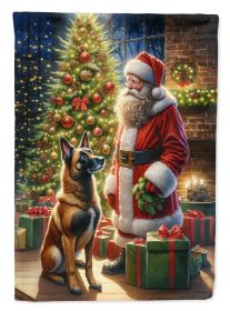 Belgian Malinois and Santa Claus House Flag Large Porch Sleeve Pole Decorative Outside Yard Banner Artwork Wall Hanging, Polyester, House Size