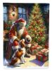 Brittany and Santa Claus House Flag Large Porch Sleeve Pole Decorative Outside Yard Banner Artwork Wall Hanging, Polyester, House Size, Multicolor