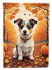 Jack Russell Terrier Fall House Flag Large Porch Sleeve Pole Decorative Outside Yard Banner Artwork Wall Hanging, Polyester, House Size, Multicolor