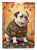 White English Bulldog Fall House Flag Large Porch Sleeve Pole Decorative Outside Yard Banner Artwork Wall Hanging, Polyester, House Size, Multicolor