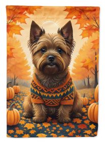 Cairn Terrier Fall House Flag Large Porch Sleeve Pole Decorative Outside Yard Banner Artwork Wall Hanging, Polyester, House Size, Multicolor