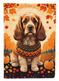Cocker Spaniel Fall House Flag Large Porch Sleeve Pole Decorative Outside Yard Banner Artwork Wall Hanging, Polyester, House Size, Multicolor