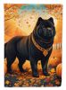 Black Chow Chow Fall House Flag Large Porch Sleeve Pole Decorative Outside Yard Banner Artwork Wall Hanging, Polyester, House Size, Multicolor