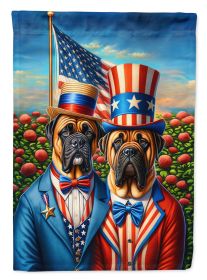 All American Bullmastiff House Flag Large Porch Sleeve Pole Decorative Outside Yard Banner Artwork Wall Hanging, Polyester, House Size, Multicolor