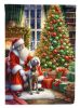 Weimaraner and Santa Claus House Flag Large Porch Sleeve Pole Decorative Outside Yard Banner Artwork Wall Hanging, Polyester, House Size, Multicolor