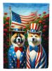 All American Akita House Flag Large Porch Sleeve Pole Decorative Outside Yard Banner Artwork Wall Hanging, Polyester, House Size, Multicolor